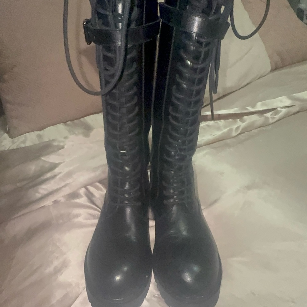 Ann Demeulemeester Danny Black Leather Lace-Up Combat Boots-37 - Picture 2 of 13